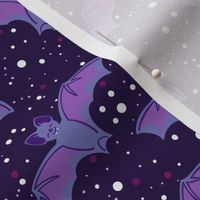 Flying Purple Bats in the Night Sky Halloween Monster Mash (Small Scale)