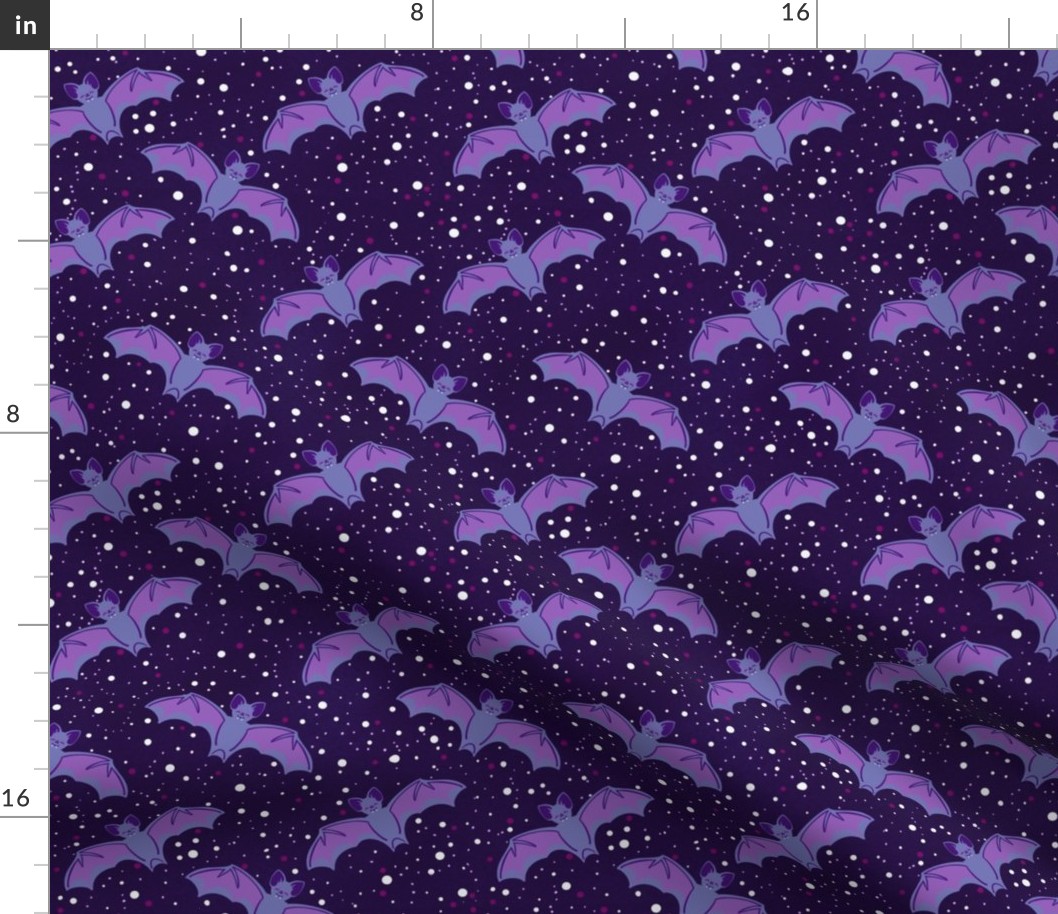 Flying Purple Bats in the Night Sky Halloween Monster Mash (Small Scale)