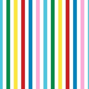 Popcorn Stripes in Retro Multi Rainbow