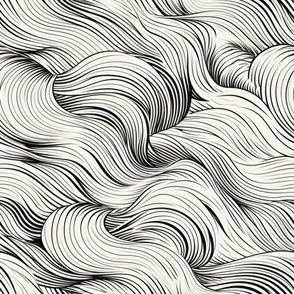 Abstract Black and White Rolling Waves ATL_656