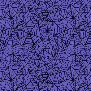 Spiderwebs - Ditsy Scale - Purple and Black Halloween Goth Spider Web Gothic Cobweb