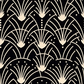 Florals Abstract Modern, Black Ivory  ATL_689
