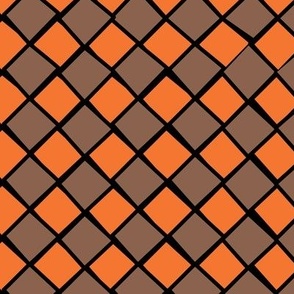 Lethbridge - neighbour’s kitchen retro lino (70s orange and brown diamonds)