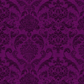 Dark Vintage  Victorian  Damask Pattern Fuchsia Pink Purple