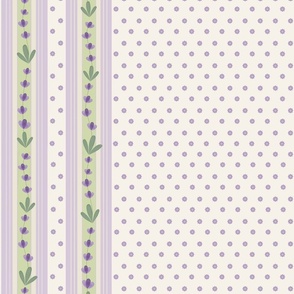 Lilac Stripes and Lavender Flowers, Medium Scale