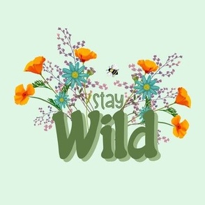 8” Panel, Stay Wild with Wildflowers on Mint