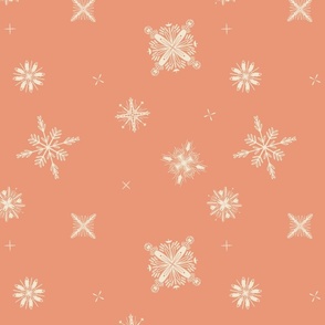 Delicate whimsical falling stars and snow - apricot peach pink clay