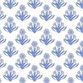 Lily of the valley Agapanthus small scale  block print pattern French country 