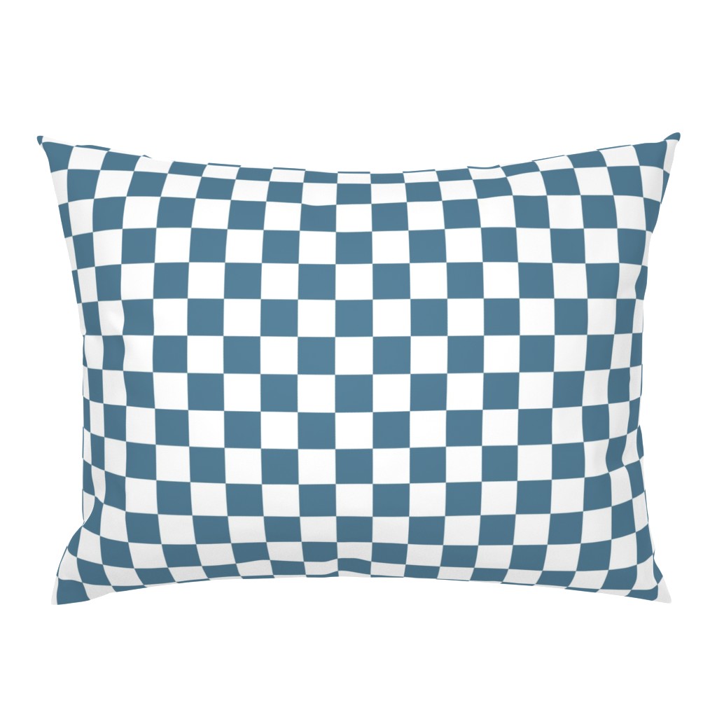 Large Scale // Serenity Blue Checkers Checkerboard Retro 1.25 Inch Squares 