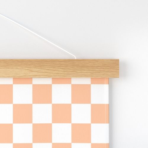 Large Scale // Apricot Orange Checkers Checkerboard Retro 1.25 Inch Squares  