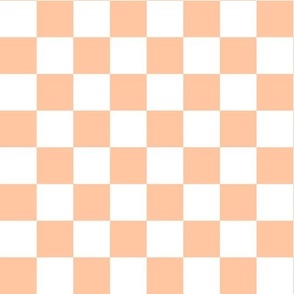 Large Scale // Apricot Orange Checkers Checkerboard Retro 1.25 Inch Squares  