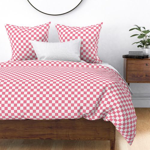 Large Scale // Cerise Pink  Checkers Checkerboard Retro 1.25 Inch Squares  