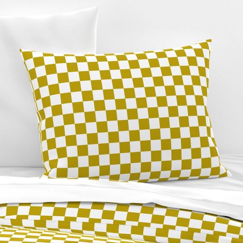 Large Scale // Golden Ochre Checkers Checkerboard Retro 1.25 Inch Squares  