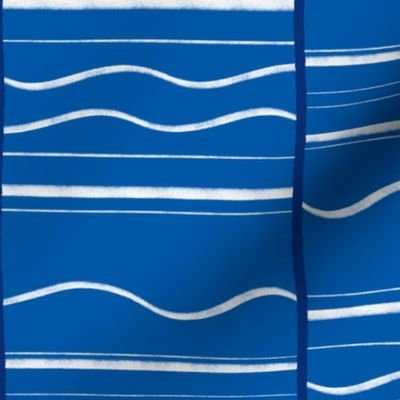 waves and vertical lines - coastal geometric design in cobalt blue and white