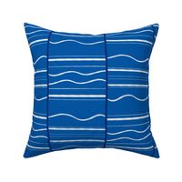 waves and vertical lines - coastal geometric design in cobalt blue and white