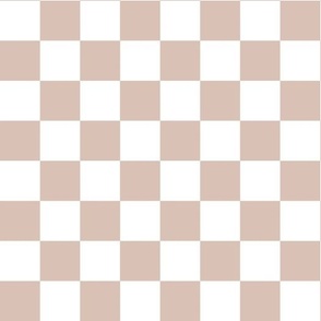 Large Scale // Lightest Mushroom Taupe Brown Checkers Checkerboard Retro 1.25 Inch Squares  