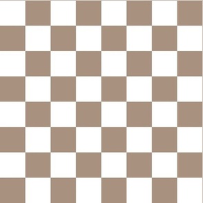 Large Scale // Mushroom Taupe Brown Checkers Checkerboard Retro 1.25 Inch Squares  