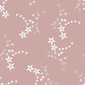 Chintz Florals 04 (Green & Dusty Rose Pale Pink)