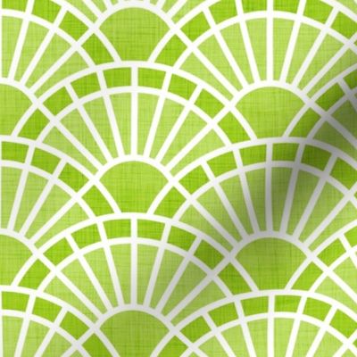 Serene Sunshine- 40 Lime Green- Art Deco Wallpaper- Geometric Minimalist Monochromatic Scalloped Suns- Petal Cotton Solids Coordinate- Small- Light Bright Pastel Green- Dopamine Christmas