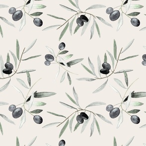 Olive grove: a rustic and elegant watercolor pattern in beige medium
