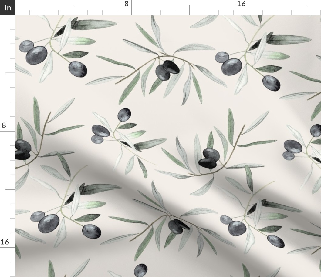 Olive grove: a rustic and elegant watercolor pattern M