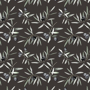 Olive grove a rustic and elegant watercolor pattern in brown small
