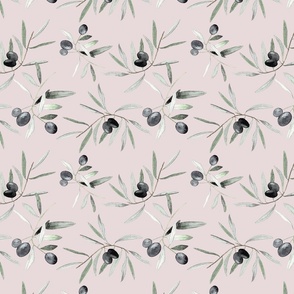Olive grove: a rustic and elegant watercolor pattern in pink small