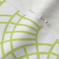 Serene Sunshine- 41 Honeydew Green on White- Art Deco Wallpaper- Geometric Minimalist Monochromatic Scalloped Suns- Petal Cotton Solids Coordinate- Small- Light Bright Pastel Green- Spring Baby