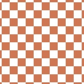 Small Scale // Dark Coral Pink Checkers Checkerboard Retro 0.75 Inch Squares  