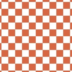 Small Scale // Dark Coral Red Checkers Checkerboard Retro 0.75 Inch Squares  