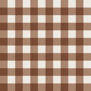 Small scale rustic plaid check in earthy warm tan brown with a vintage linen texture 