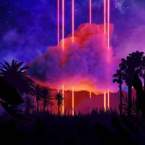 Neon palms landscape: Cloud - synthwave, vaporwave, cyberpunk