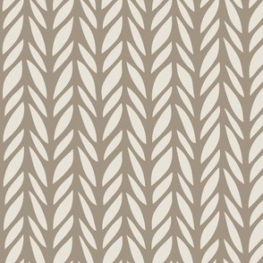 herringbone - creamy white _ khaki brown - cozy knit stripe