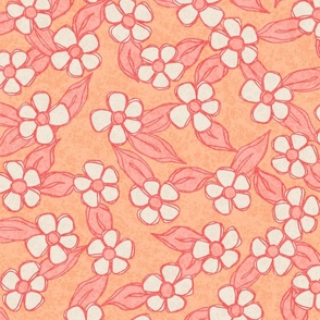 Ditsy Peach Posy Floral Large