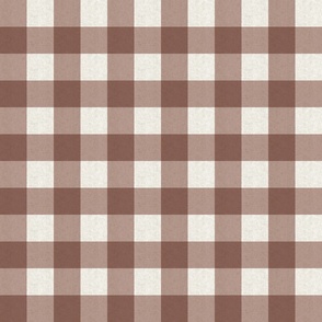 Small scale rustic plaid check in earthy warm plum with a vintage linen texture 