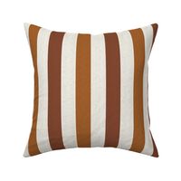 Small scale rustic stripe in earthy warm rust and chestnut brown with a vintage linen texture 