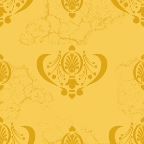 Stenciled Ornaments on Plaster in Gold Shades Paducaru