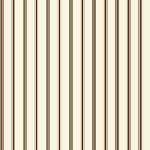 Red and Green Vertical Stripes on Cream - Candy Cane - Holiday - Geometric Poinsettia Christmas Collection