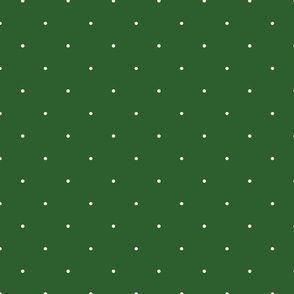Small White Polkadots on Green - Holiday - Geometric Poinsettia Christmas Collection