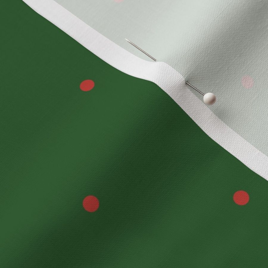 Small Red Polkadots on Green - Holiday - Geometric Poinsettia Christmas Collection