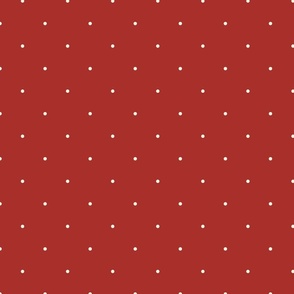 Small White Polkadots on Red - Holiday - Geometric Poinsettia Christmas Collection