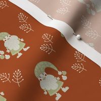 Small  - Santa Claus with Christmas balls, branch – terracotta, pistachio