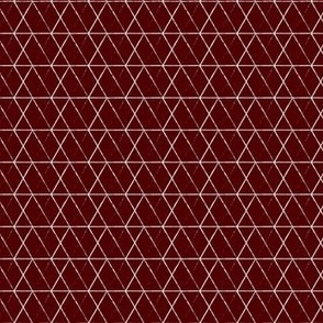 White diamond grid repeat on Maroon medium scale 8 x 7