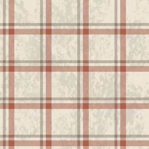 Large-scale Orange and Beige Textured Plaid
