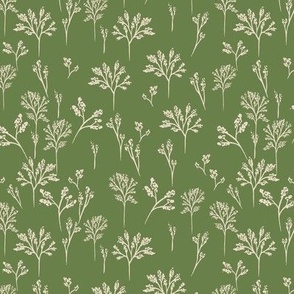 Small - Delicate Ditsy Monochrome Botanical silhouettes - Sage Green