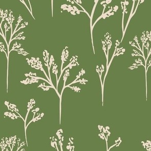 Large - Delicate Ditsy Monochrome Botanical silhouettes - Sage Green