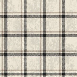 Large-scale Black and Beige Textured Plaid