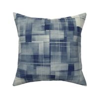 Shadows and Reflections Deconstructed Plaid Abstract in Indigo and Cream