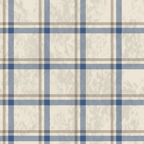 Large-scale Blue and Beige Textured Plaid