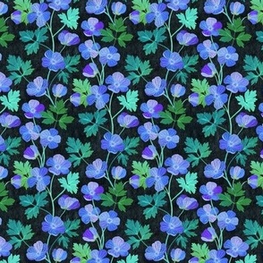 Teal and Purple Floral on Dark Textured Background - small